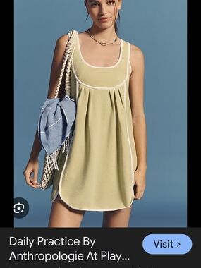 Anthropologie Olive Green Mini Dress with White Trim
